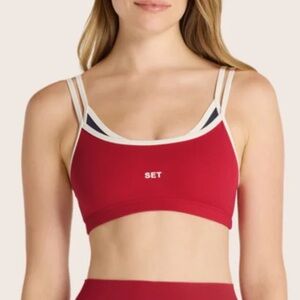 SET Active Airluxe Breathe Layered Move Bra – Red/Navy/White | Size Medium